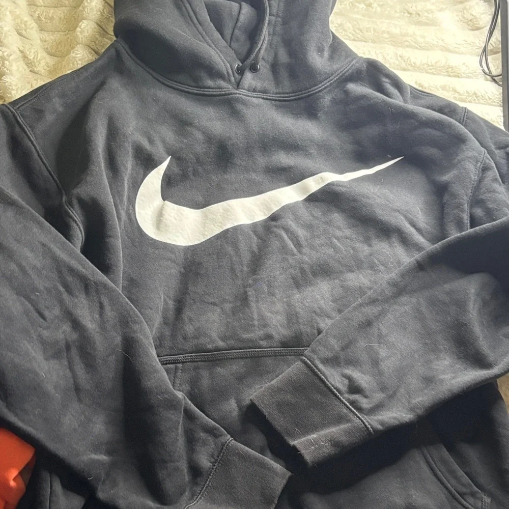 Nike Men's Black Hoodie with White Logo